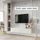 Living Skog Floating TV Stand Wall Mounted for Living Room and Bedroom, Media, Entertainment Center with Storage and Drawers Fits TV 50 55 60 65 70 inch Cabinet (Alessio Beige, 59 in) Living Skog