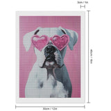 DuduYH White Boxer Dog Wearing Sunglasses Diamond Drawing Art Kit for Adults DIY Diamond Art Painting Full Drill Round Gem Art for Crafts Wall Decor 12"x16" DuduYH