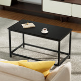 SAYGOER Small Black Coffee Table Simple Modern Open Design Rectangular Minimalist Center Table for Living Room Small Spaces, Easy Assembly, 31.5 x 15.7 x 17.7, Black SAYGOER