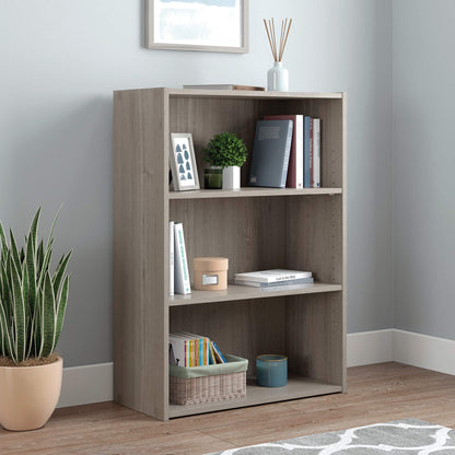 Sauder Beginnings 3-Shelf Bookcase in Silver Sycamore Finish - WoodArtSupply