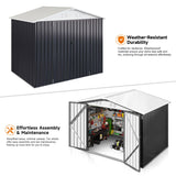 Polar Aurora 6x8 FT Outdoor Storage Shed, Metal Garden Shed with Updated Frame Structure, Tool Sheds for Backyard Garden Patio Lawn White Polar Aurora