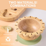 BABY REMEMBER Suction Plates Bowls Set for Baby Toddler Non-Toxic Bamboo Feeding Set with Silicone Fork & Spoon (Green Feeding Set) BABY REMEMBER