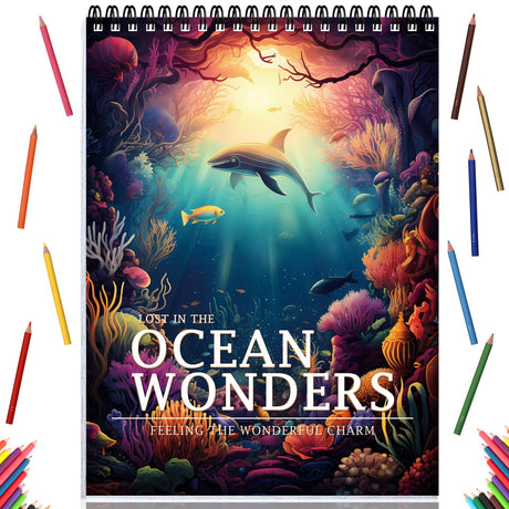 Ocean Coloring Books for Adult Coloring Book for Women Spiral Bound Page One Sided Design Gifts Arts and Crafts for Women to Relax, Anxiety and Depression 30 Colorful Coloring Pages of OCEAN WONDERS ADEVIAN