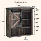 OKD Bathroom Wall Cabinet, Farmhouse Medicine Cabinet with Sliding Barn Door & Adjustable Shelves, Storage Cabinet Wall Mounted for Bathroom, Kitchen, Dark Rustic Oak OKD