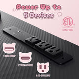 Dowinx L-Shaped Gaming Desk Cute with Cat Accessories, Built-in Power Outlet, Monitor Shelf, and Side Storage – Sturdy Metal Frame for Gamers and Home Office, 43-Inch, Black&Pink Dowinx