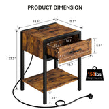 ELETHEBIA Rustic Brown 3-Piece Queen Bedroom Set with Platform Bed, Ottoman Bench, and Nightstands ELETHEBIA