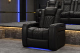 Valencia Tuscany Home Theater Seat - Nappa Leather Power Recliner with Cool Gel Memory Foam, USB-C/A Charging, RGB LED Lights, Adjustable Lumbar & Headrest (Single Recliner,Black) VALENCIA THEATER SEATING