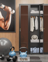 VCGGAIP Metal Locker 0rganizer for Employees with Lock, Amber Glass Door Cabinet with Mirror,Lockable Lifetime Locker for Home, Office, Gym, School, Garage,Black (Single Door, Black) VCGGAIP