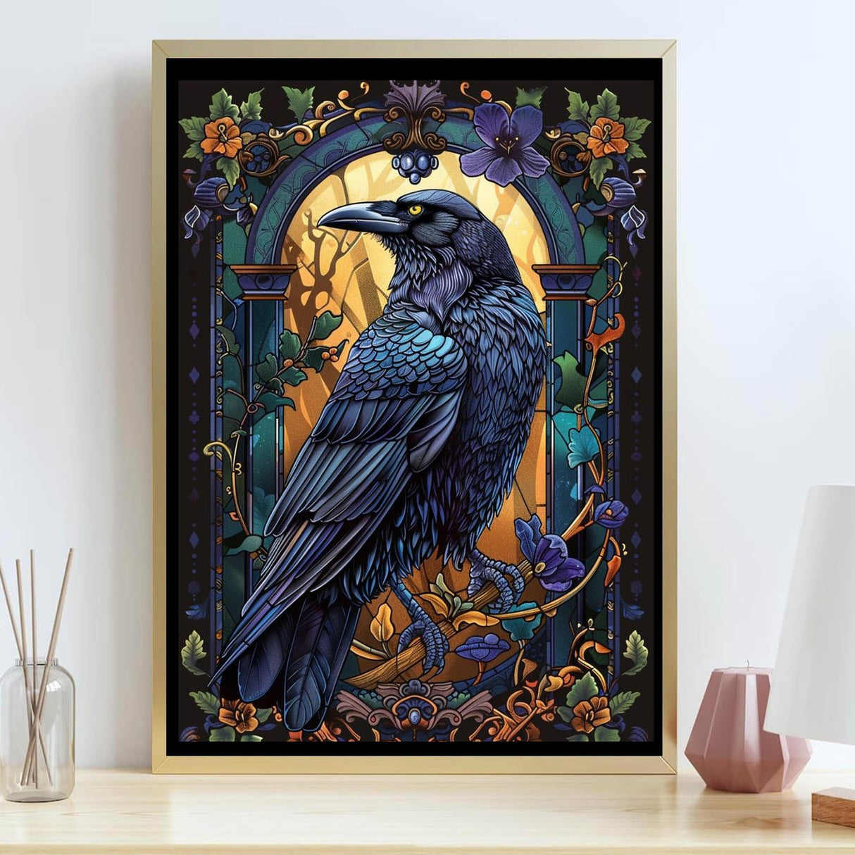 GMETINC Crow Diamond Painting Kits for Adults, Raven DIY 5D Diamond Art Kits Full Drill Diamond Dots Paintings with Diamonds Gem Art and Crafts Home Decor 12x16inch GMETNIC