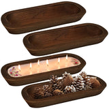 Royxen 4 Pack Wood Dough Bowl for Candle, Wooden Dough Bowls Paulownia, Rustic Bowl Vintage, Bowls for Candle, 14.5 x 5.5 Inch, Brown Royxen