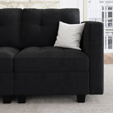 HONBAY Modular Sectional Sofa with Storage Ottomans Oversized U Shaped Couch with Chaises 8-Seater Sectional Sofa for Living Room, Black HONBAY