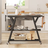 Bestier Grey Coffee Bar Station with Storage, Rolling Kitchen Cart and Towel Holder Bestier