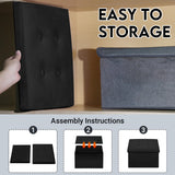 ZOES HOMEWARE Small Storage Ottoman Foot Rest, Velvet Ottoman with Storage and Side Pocket, Black Foot Rest for Couch, Foldable Footstool Ottoman for Chair,Living Room&Dorm, 16"x12"x12" Black ZOES HOMEWARE