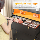 EnHomee Black Dresser with LED Light, Tall Dresser for Bedroom, 5 Drawers & 1 Shelves Space Saver for Bedroom, Hallway, 31.3" W x 48.5" H x 15.7" D EnHomee