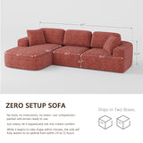 Dowinx 107'' Modular Sectional Sofa Couch with Chaise, No Assembly Required, Modern Woven-Textured Upholstery, Convertible L-Shaped Design for Living Room – Rust Brown Dowinx