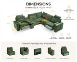 Bedeep Oversized Modular Sectional Sofa with Double Power Recliner, Cloud Reclining Couch with Headrest, Storage Drawer Charging Cup Holders, Deep L-Shaped 6 Seater with Corner, Chenille, Green Bedeep