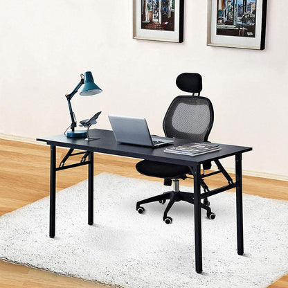 Need Home Office Desk - 60 Inches Large Computer Desk Sturdy Black Table Foldable Desk Gaming Computer Table No Assembly Required AC5CB 60 inch