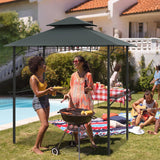 Tangkula 8x5 Ft Grill Gazebo, 2-Tier Barbecue Gazebo with 2 Shelves, 7 Hooks, Metal Frame, Outdoor Grill Canopy for Backyard Garden Poolside (Grey) Tangkula