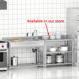 Free Standing Stainless-Steel Single Bowl, Commercial Restaurant Kitchen Sink Set w/Faucet & Drainboard, Prep & Utility Washing Hand Basin w/Workbench & Storage Shelves Indoor Outdoor (47in) KINGBO