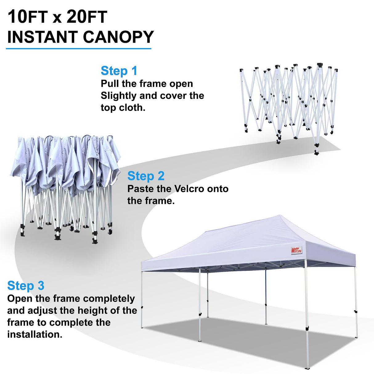 MASTERCANOPY Pop Up Canopy Tent Commercial Grade 10x20 Instant Shelter (White) MASTERCANOPY