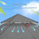 Yaheetech Patio Gazebo - 11x11 ft Outdoor Shelter Tent with Vented Top & Mesh Sidewalls & Drainage Holes, Water-Resistant for Garden/Backyard/Deck/Lawn (Dark Gray) Yaheetech