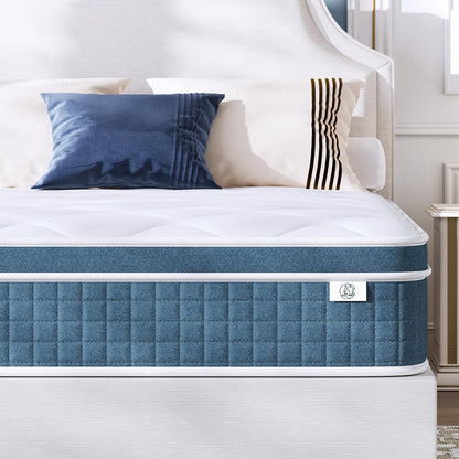 koorlian Twin Mattress 10 Inch, Hybrid Twin Size Mattress in a Box, Twin Bed Mattress with Individual Pocket Springs and Pressure-Relieving Memory Foam, Breathable, Medium Firm Mattress 75"x39"x10"