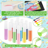 Tenceur 119 Pcs Kids' Sand Art Kits Сolor Sand Art Pictures Peel and Stick 12 Color 32 Pcs Sand Painting Board 2 Sand Painting Tray 2 Brush 24 Bottles for Kids Tenceur
