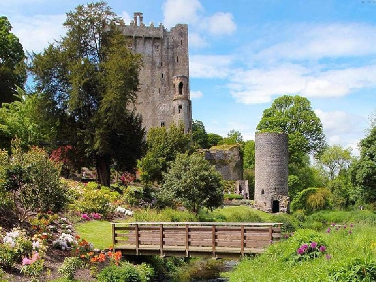 1000 Piece Blarney Castle and Gardens Jigsaw Puzzle with Poster - Ireland Landmarks Puzzle - Home Decoration Wooden Puzzle for Adults Kids Challenging Fun Game Unzip Toy Best Gifts for Friend WoodArtSupply