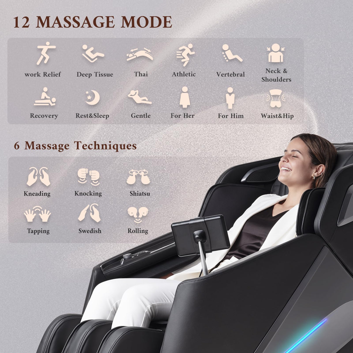 4D Massage Chair, Full Body Massage Chair, Zero Gravity Recliner w/Intelligent Voice Control, 53.14" SL Track, Electric Calfrest Extension, 12 Auto Modes, USB Type-C, Bluetooth Speaker, TFT Screen Mazzup