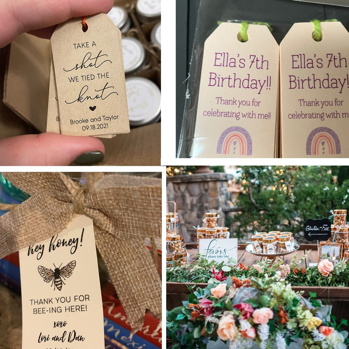 120 Pack Custom Paper & Kraft Tags,Gift Tags,Personalized Bridal,Birthday Celebrating Hang Labels Tag with Twine Amerixun