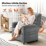 Power Recliner Chair for Adults, Adjustable Modern Chenille Reclining Chair with Side Pockets, Remote, Footrest, Thick Seat Cushion for Home Theater, Living Room & Bedroom, RV (Light Grey) AMADA HOMEFURNISHING