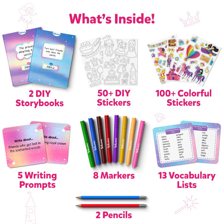 Skillmatics Storybook Art Kit - Create Fairytale Stories, DIY Craft & Writing Kit with 300+ Stickers, Scrapbooking & Journal Activity, Gifts for Kids Ages 5, 6, 7, 8, 9, 10 Skillmatics