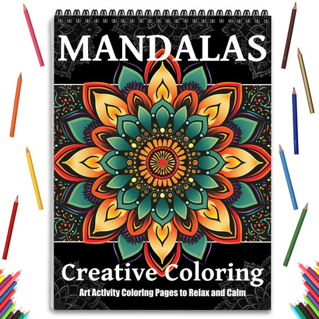 Mandala Coloring Books for Adult Women Spiral Bound Page Printed Single-Sided Gifts Arts and Crafts for Women to Relax, Anxiety and Depression 24 Colorful Coloring Pages of Mandala Creative Coloring ADEVIAN