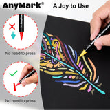 AnyMark 24 Colors Acrylic Paint Markers, Dual Tip Premium Acrylic Paint Pens for Stone, Wood, Calligraphy, Canvas, Ceramic, Metal, Glass, Rock Painting, DIY Crafts AnyMark