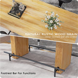 FUXJUM 63 Inch Wide Bar Table with Footrest Counter Height Pub DiningTable for 4-6 People Farmhouse Bar Unit for Home Kitch,Dining Room FUXJUM