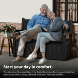 Vixzen 75 Gallon Storage Bench Deck Box Outdoor,Lockable Durable All-Weather Seating with Hidden Storage Furniture,Deck Storage for Garden, Pool, Patio,Black Vixzen