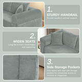 83" Modern Sofa in a Box, No Assembly Oversized 3 Seater 28" Deep Seat Cloud Sofa Bed Couch with 4 Furry Pillows & Corduroy Fabric, Boneless Couch with Side Storage Pockets for Living Room, Light grey Zyerch