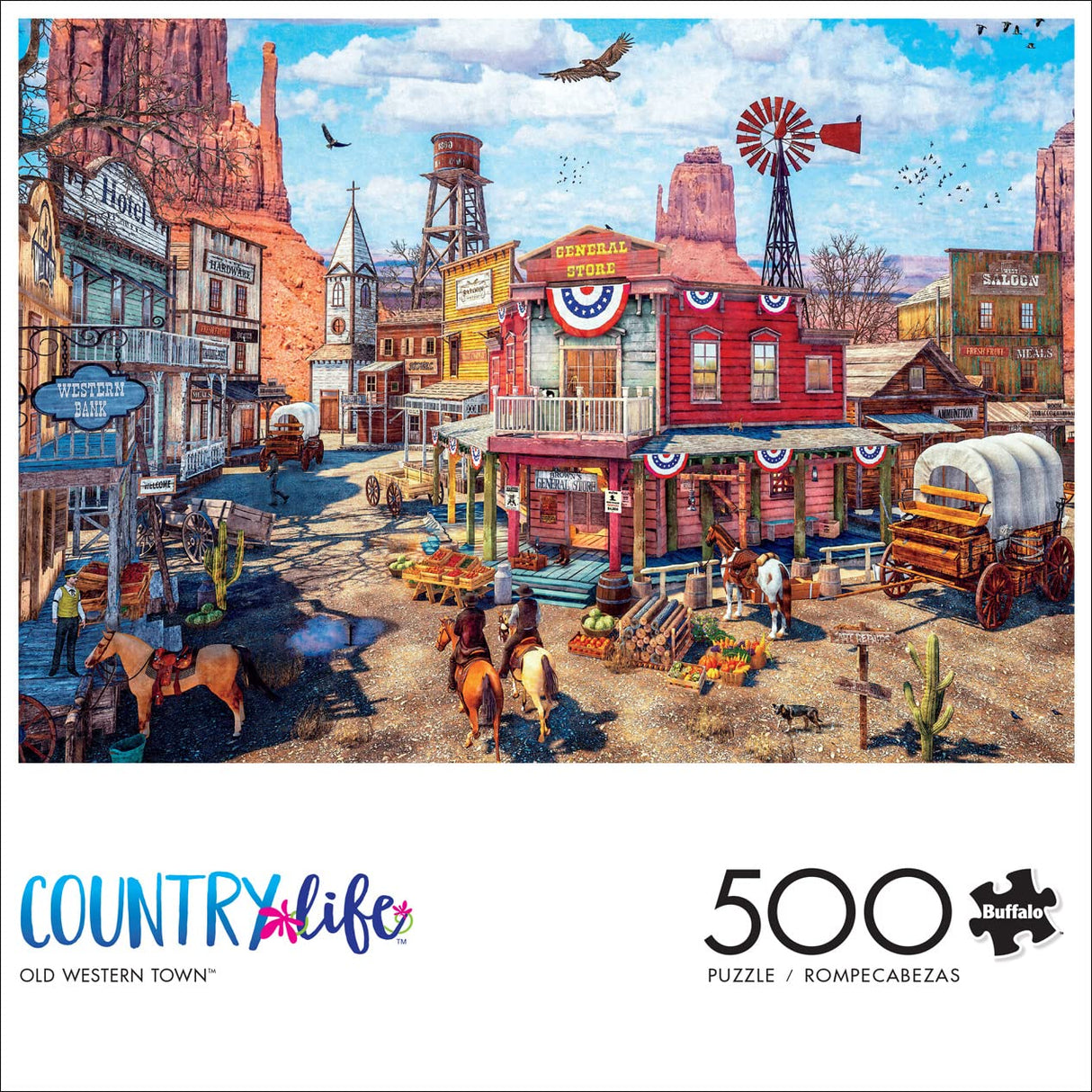 Buffalo Games - Dominic Davison - Old Western Town - 500 Piece Jigsaw Puzzle For Adults -Challenging Puzzle Perfect for Game Nights - Finished Puzzle Size is 21.25 x 15.00 Buffalo Games