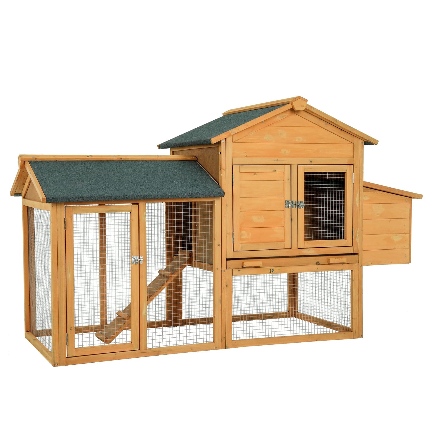 66 Inch Wood Chicken Coop Chicken House Indoor Outdoor Chicken Cage 2-4 Chickens Waterproof with Egg Box Wire Fence Hen House Pet Hutch Garden Backyard Cage