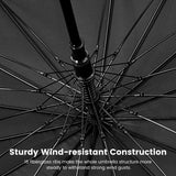 G4Free 54 Inch Large Windproof Umbrella for 2 Persons, 16 Ribs Auto Open Classic Wooden J Handle Cane Stick Golf Rain Umbrellas for Men Women Travel 120cm G4Free