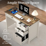ENOUSHU Executive Desk, Farmhouse Computer Desk with Drawers & Cabinet, Home Office Desk for Work Study Writing Workspace (White, 45") ENOUSHU