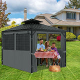 aonear Gazebo Privacy Curtains 10' x 10' with Mosquito Windows, 4-Panels Side Wall with Zipper Universal Replacement for Patio, Outdoor Canopy, Garden and Backyard, Gray (Curtain Only) aonear