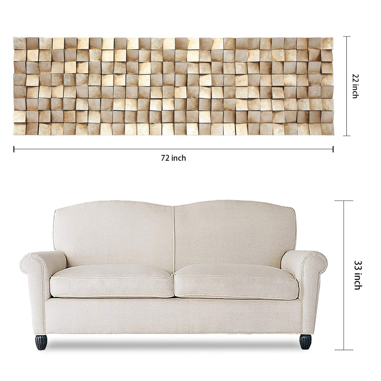 Empire Art Direct Textured II Rugged Blocks with Gold Leaf, 3D Wood Wall Art, Ready to Hang, 72" x 22", Living Room,Bedroom Empire Art Direct