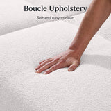 Best Choice Products 77" Mid Century Modern Boucle Loveseat Sofa, Couch, Convertible Sofa Sleeper Bed w/Real Wood, Removable Armrest - Frost Gray Best Choice Products