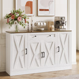 Buffet Cabinet with Storage, 55" Large Sideboard Storage Cabinet with Drawer, 4 Doors and Shelves, Modern Farmhouse Coffee Bar Table Kitchen Island Credenza for Kitchen, Entryway, Dining, Living Room Vividwood