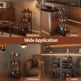 Nuovoware 3-Tier Stepped Liquor Cabinet Mini Bar, Wine Rack Freestanding Floor for Whiskey, Corner Liquor Bottle Display Shelf with Fences and Slide Drawer for Home Kitchen Dining Living Room, Black Nuovoware