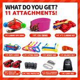 Ninja Warrior Obstacle Course for Kids-Playground Fitness Equipment Ninja Slackline with Multiple Accessories for Kids,Contain Swings,Rope ladders,Rings,Ninja Couse for Kids Outside (2x56ft) Perantlb