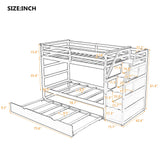 Harper & Bright Designs Twin Over Twin Bunk Beds with Trundle,Wooden Twin Size Bunk Bed Frame with Stairs, Kids Bunk Bed with Storage for Family,Teens,No Box Spring Needed,Espresso Harper & Bright Designs