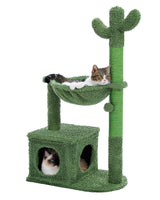 MUTTROS Cactus Cat Tree 40" Cat Tower with Large Metal Carpet Hammock, Cat Scratching Post for Indoor Cats with Condo& Dangling Ball, Green MUTTROS