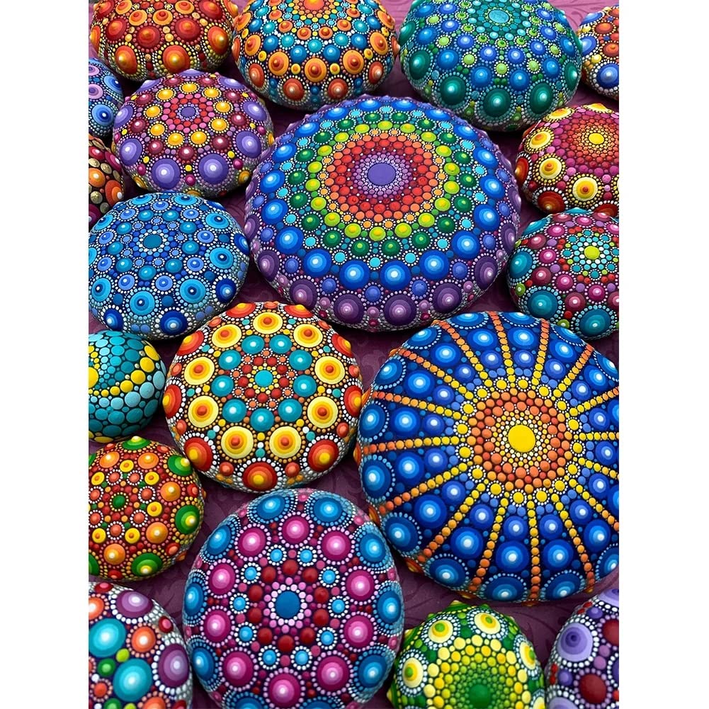 Colourful Artistry DIY 5D Diamond Painting by Number Kits -Mandala Stones Diamond Crystal Gem Art Painting with Full Drill Round Diamond - Perfect for Home Wall Decor Birthday Gifts for Women ROOHOME